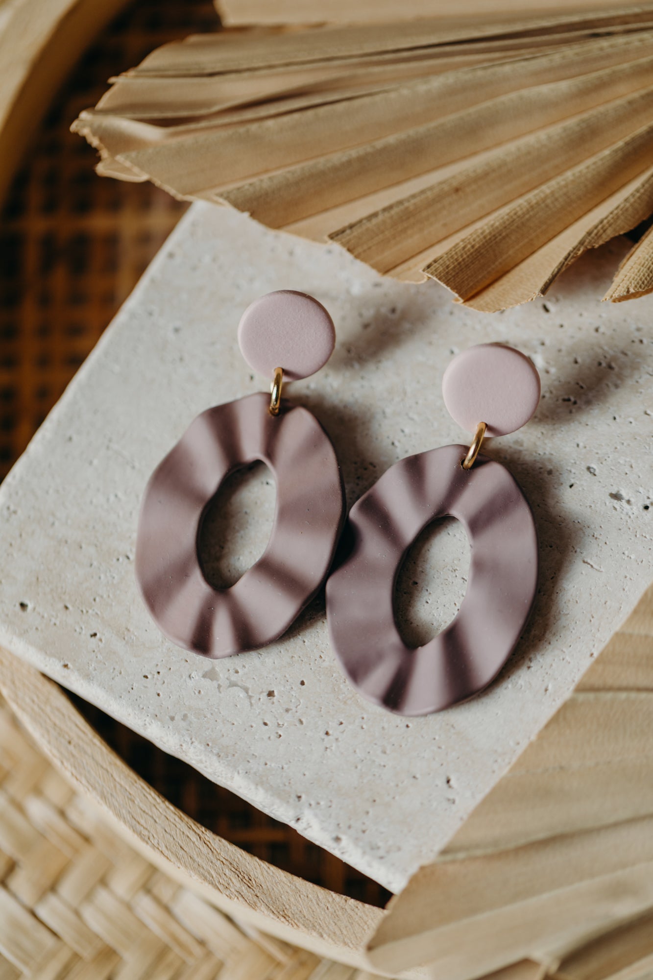 TABEA - große ovale Polymer Ton Ohrringe in lila/rosa