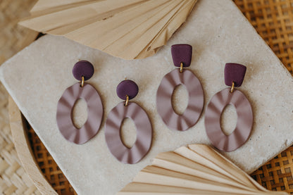 TABEA - große ovale Polymer Ton Ohrringe in lila/aubergine