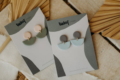 Tamara - two-tone polymer clay earrings in grey and light blue