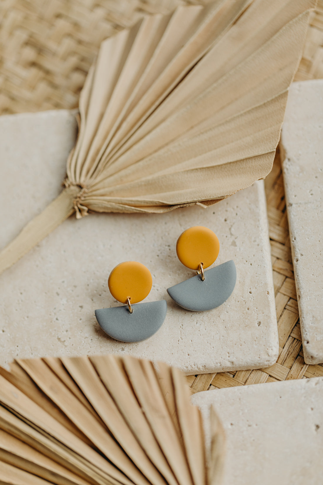 Tamara - two-tone polymer clay earrings in Barolo and dark blue