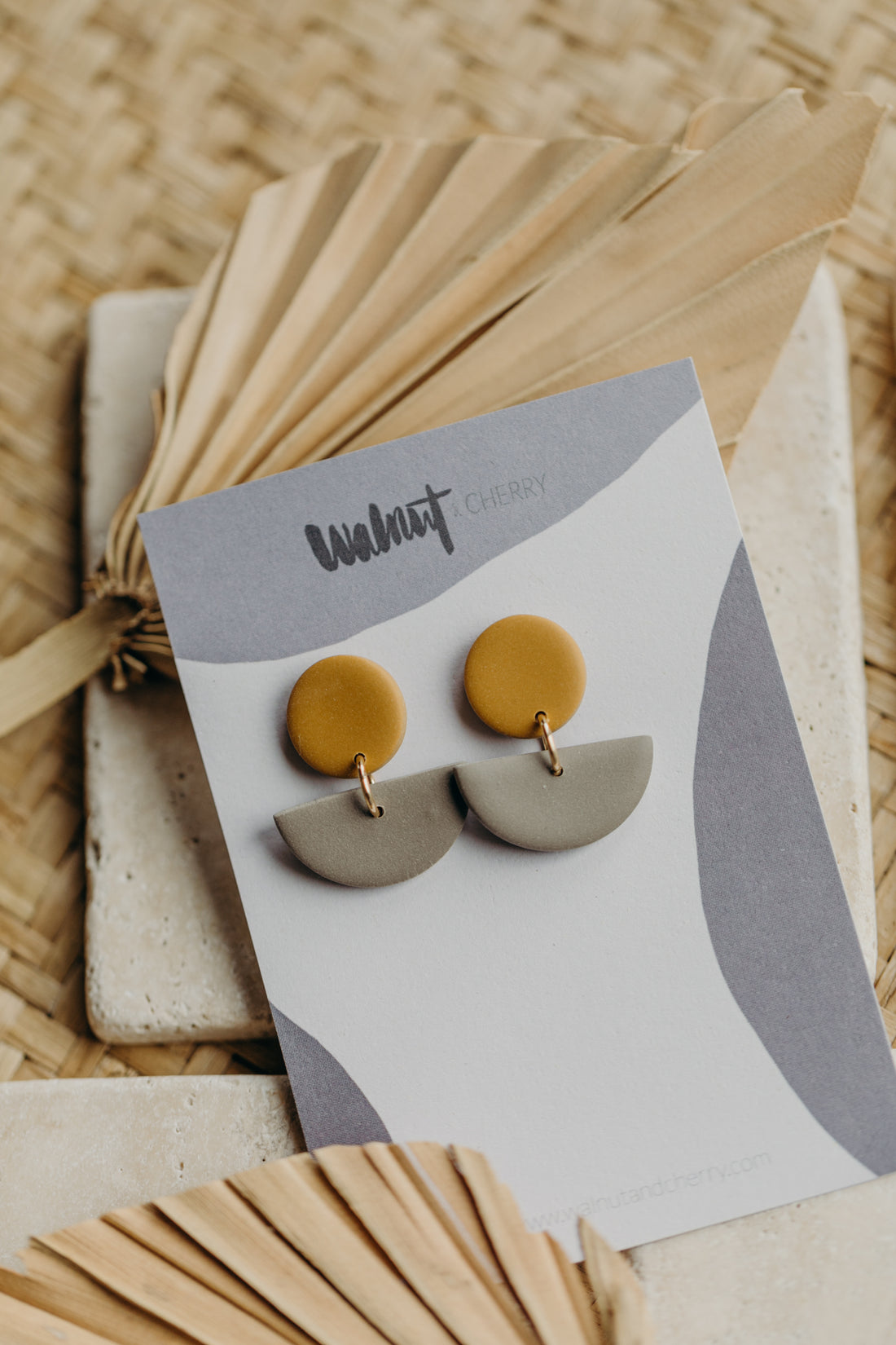 Tamara - two-tone polymer clay earrings in Barolo and dark blue