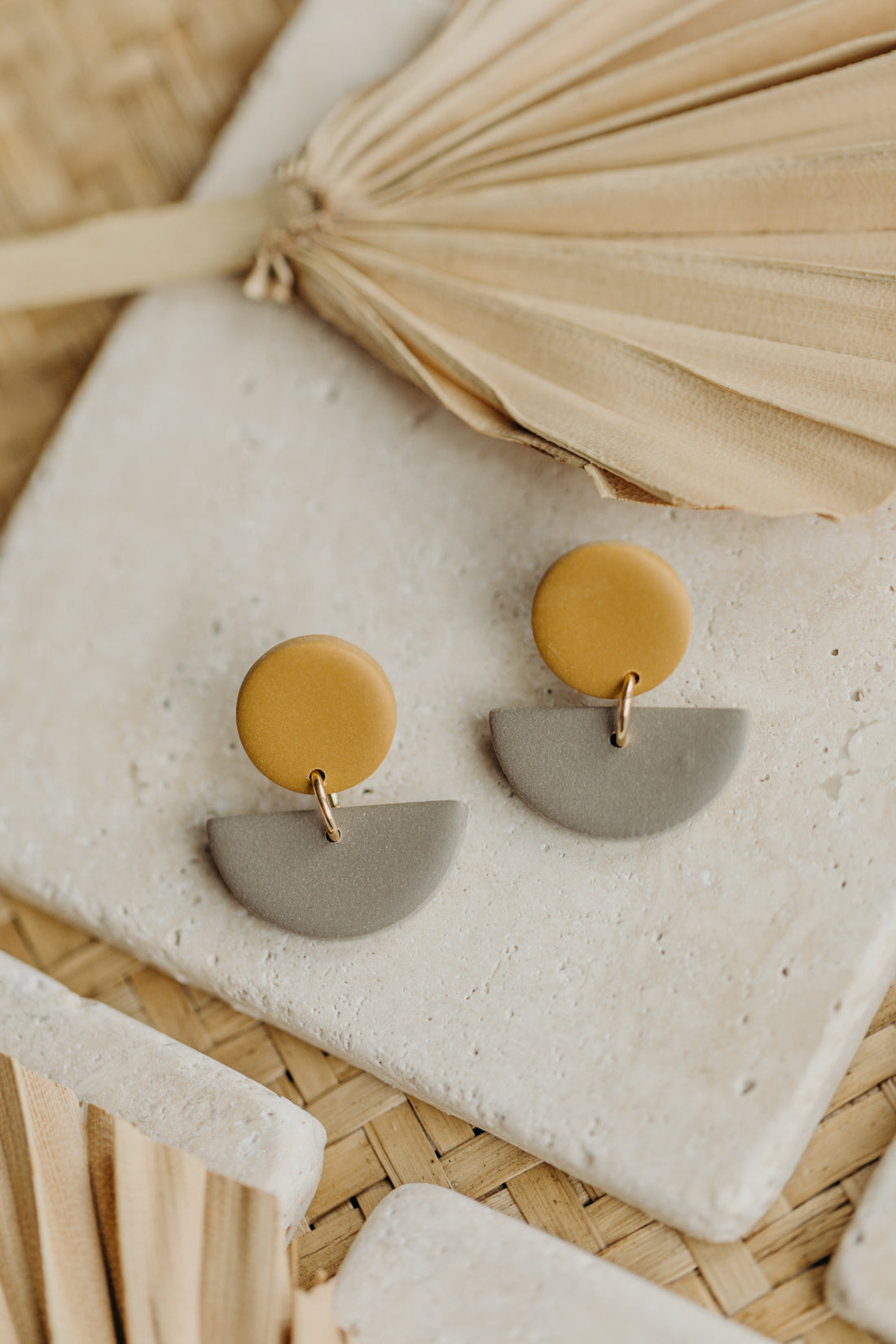 Tamara - two-tone polymer clay earrings in Barolo and dark blue