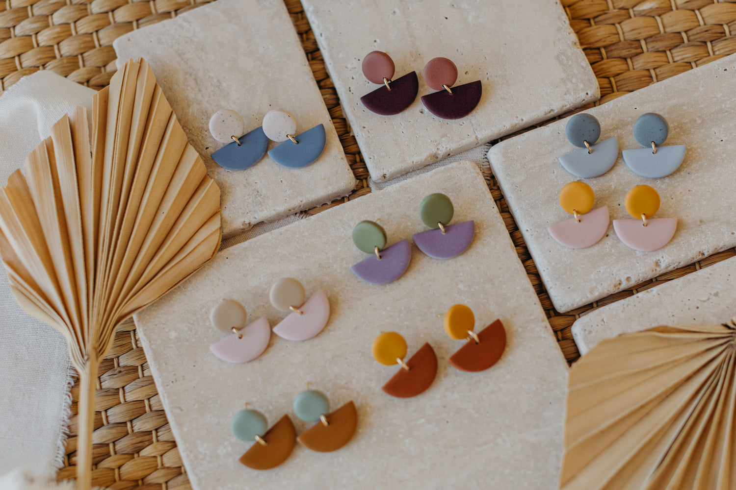 Tamara - two-tone polymer clay earrings in mauve and merlot