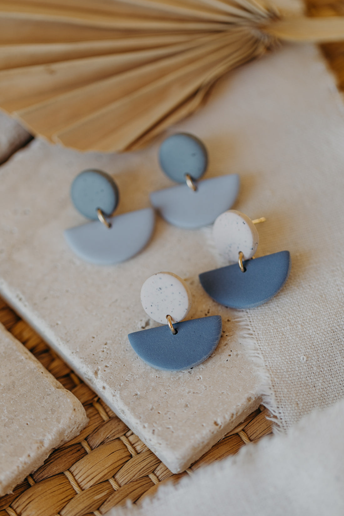 TAMARA - two-tone polymer clay earrings in lime and blue
