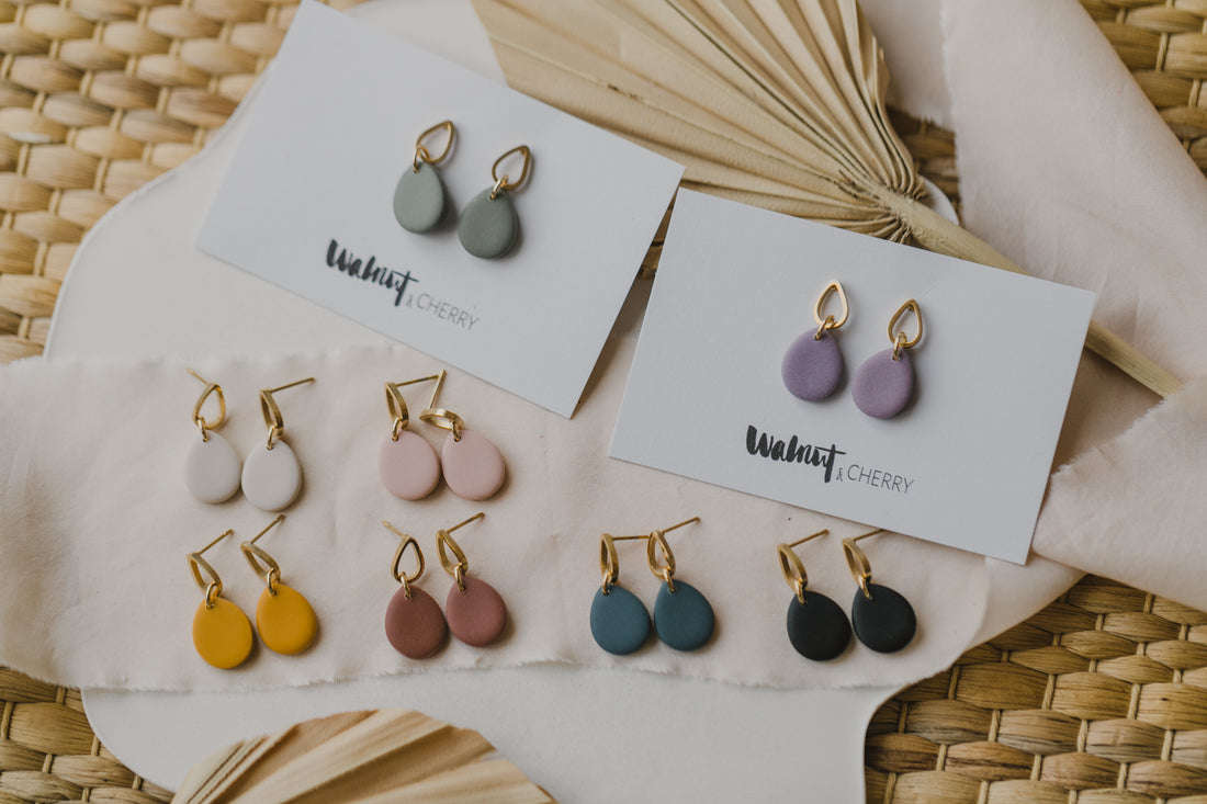 Polymer Clay Earring in Eucalyptus Green
