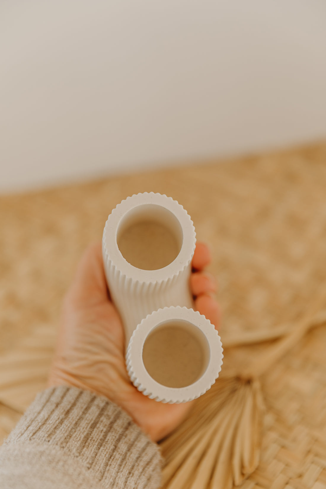 small bright U-shaped vase