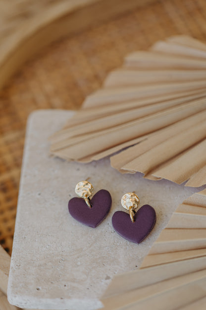 VALENTINA - Herz Ohrringe in Aubergine
