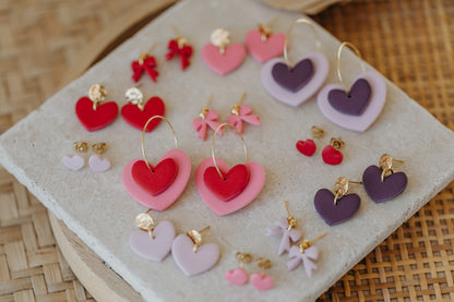 DENO - kleine Herz Ohrstecker aus Polymer Ton