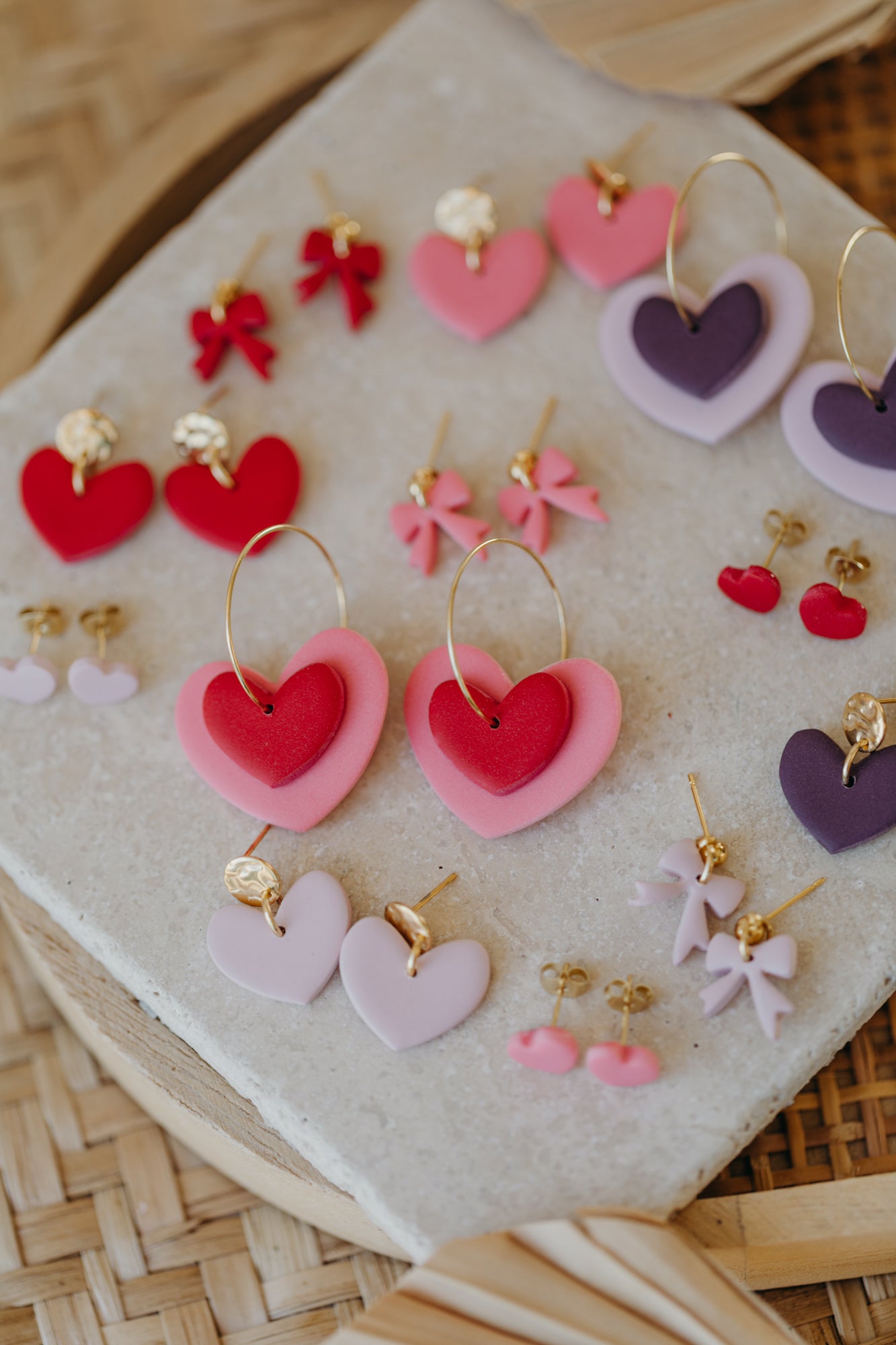VALENTINA - pink heart earrings