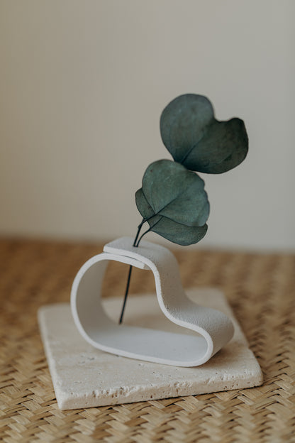 Polymer Ton Vase, weiß gesprenkelt