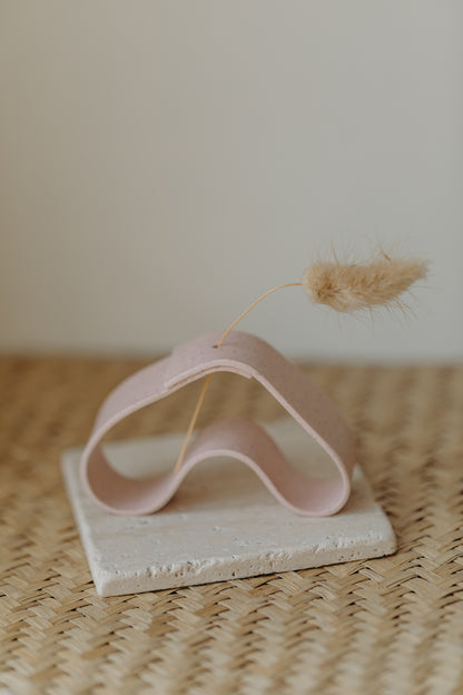 Polymer Ton Vase, rosa gesprenkelt - 001