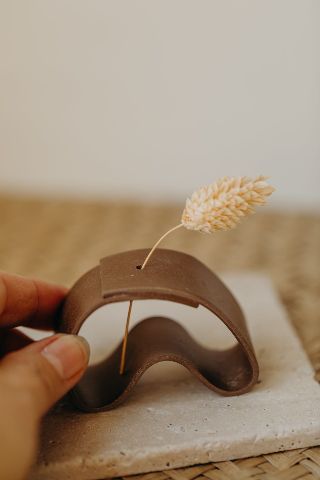 Polymer Ton Vase, braun 002