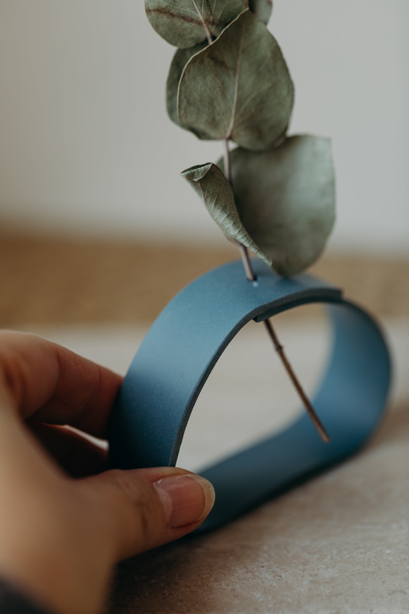 Polymer Ton Vase, blau 001
