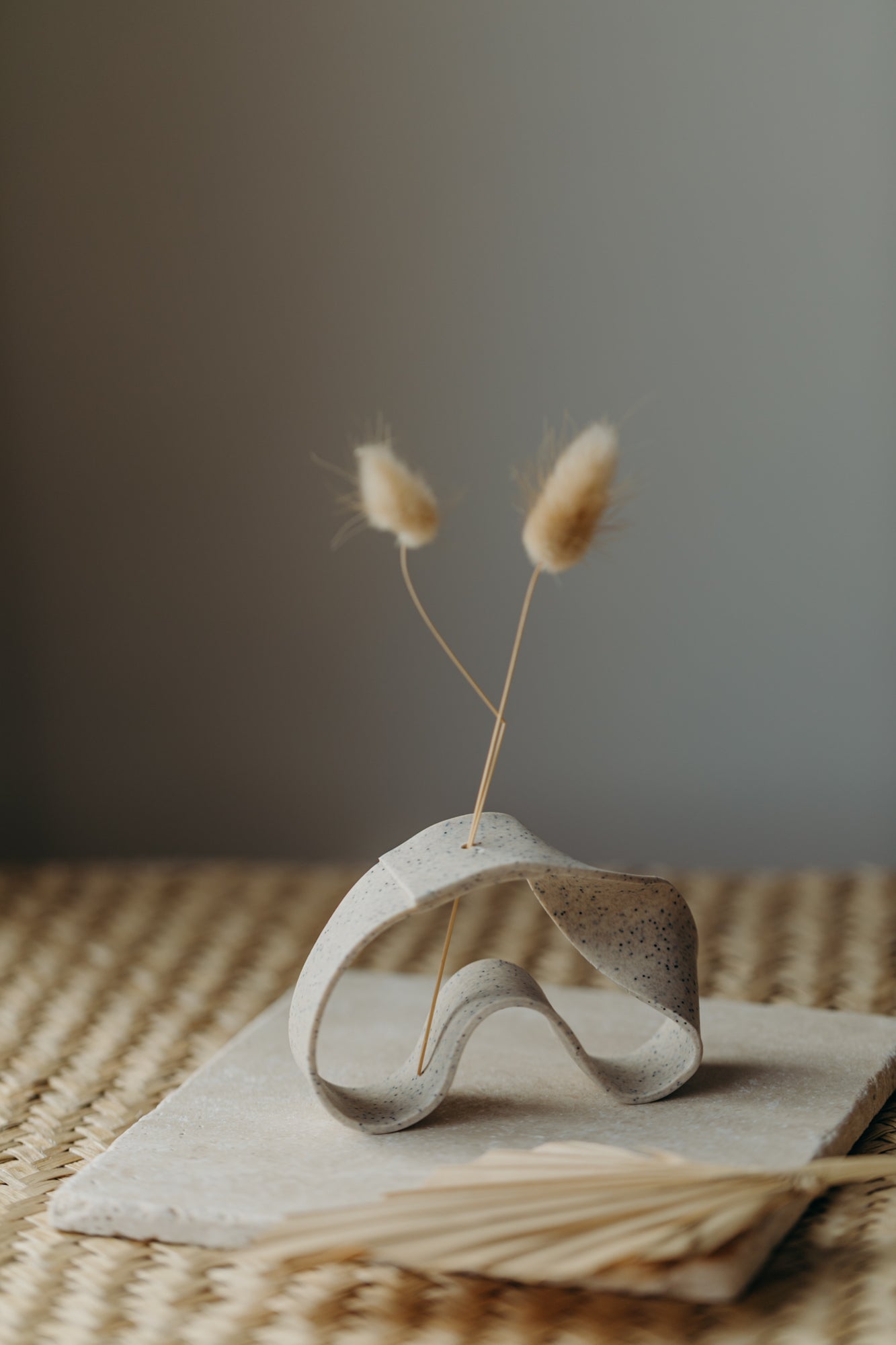 Polymer Ton Vase,  kalk gesprenkelt 001