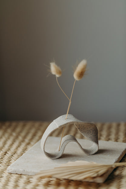 Polymer Ton Vase,  kalk gesprenkelt 001