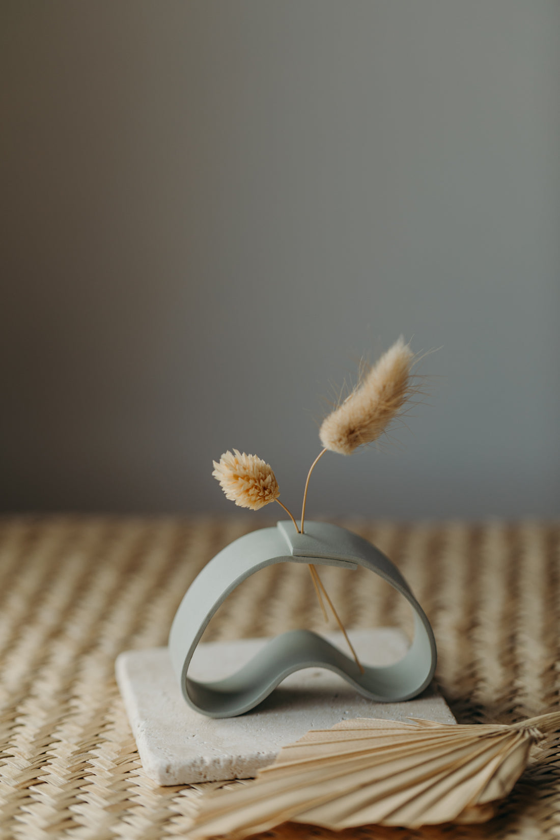 Polymer clay vase, light eucalyptus 