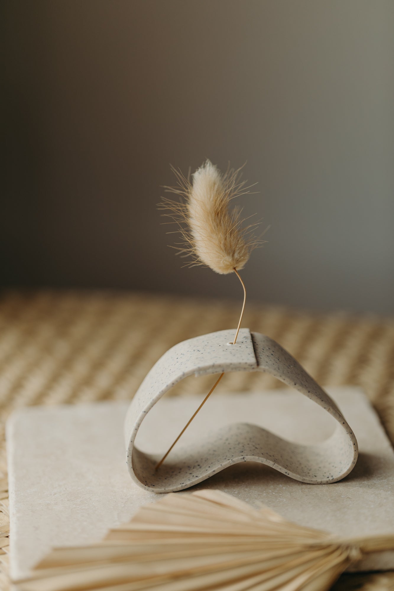 Polymer Ton Vase,  kalk gesprenkelt 002