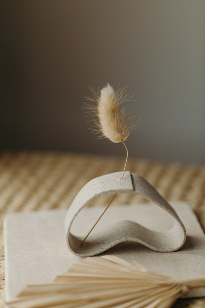 Polymer Ton Vase,  kalk gesprenkelt 002