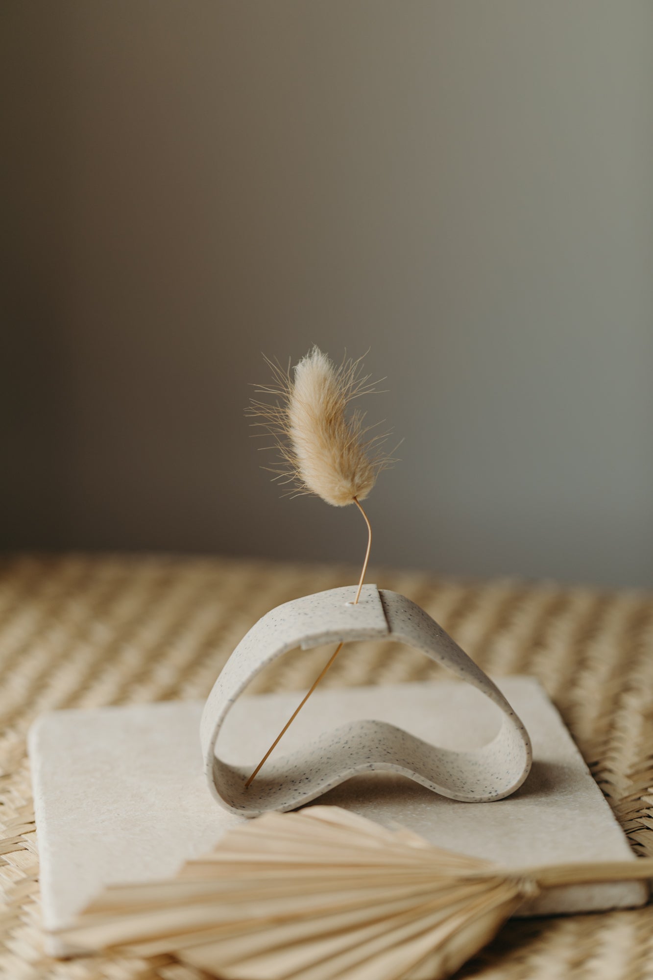 Polymer Ton Vase,  kalk gesprenkelt 002