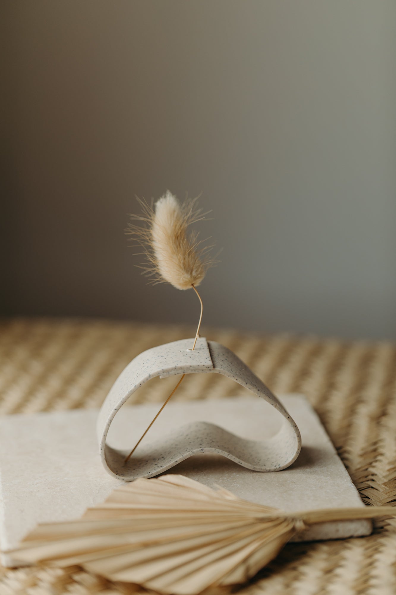 Polymer Ton Vase,  kalk gesprenkelt 002