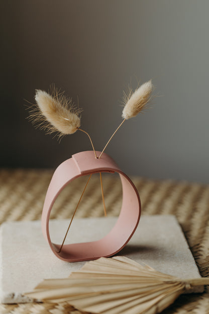 Polymer Ton Vase,  dunkles rosa