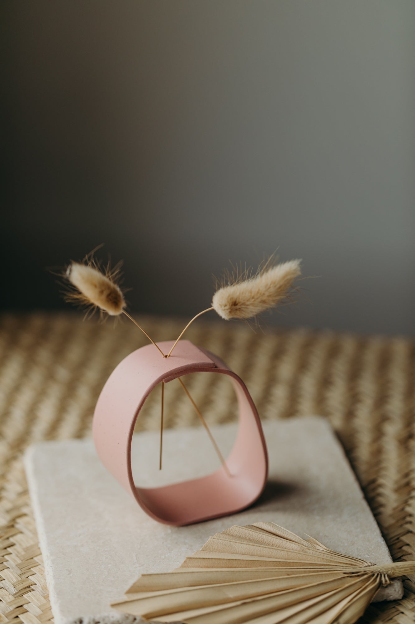 Polymer Ton Vase,  dunkles rosa