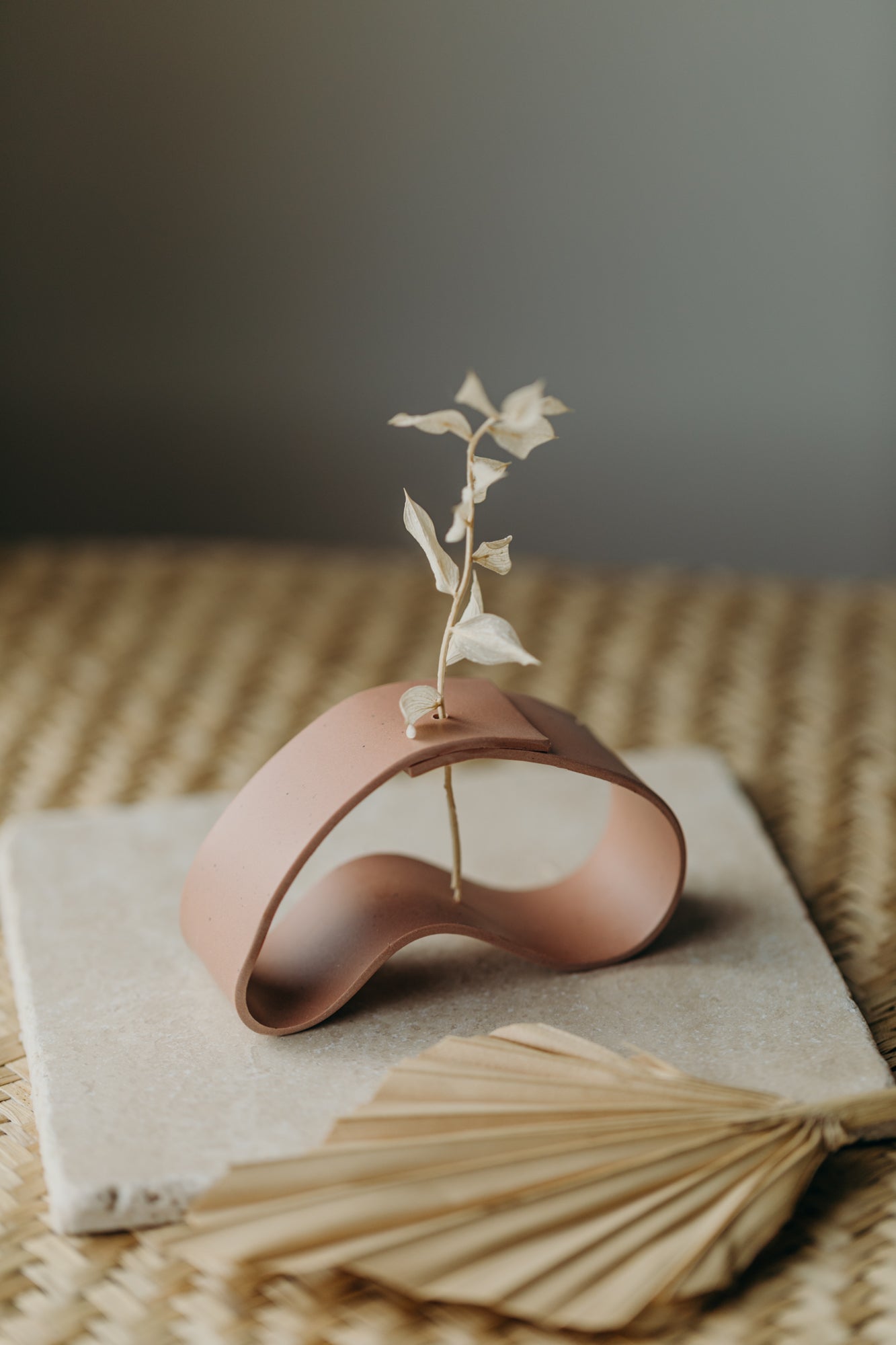 Polymer Ton Vase, altrosa gesprenkelt
