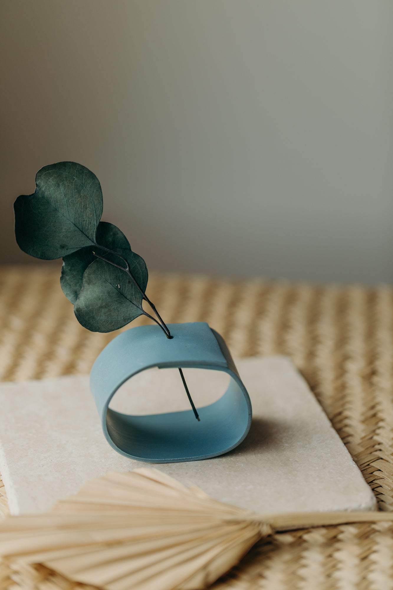 Polymer Ton Vase, blau 002