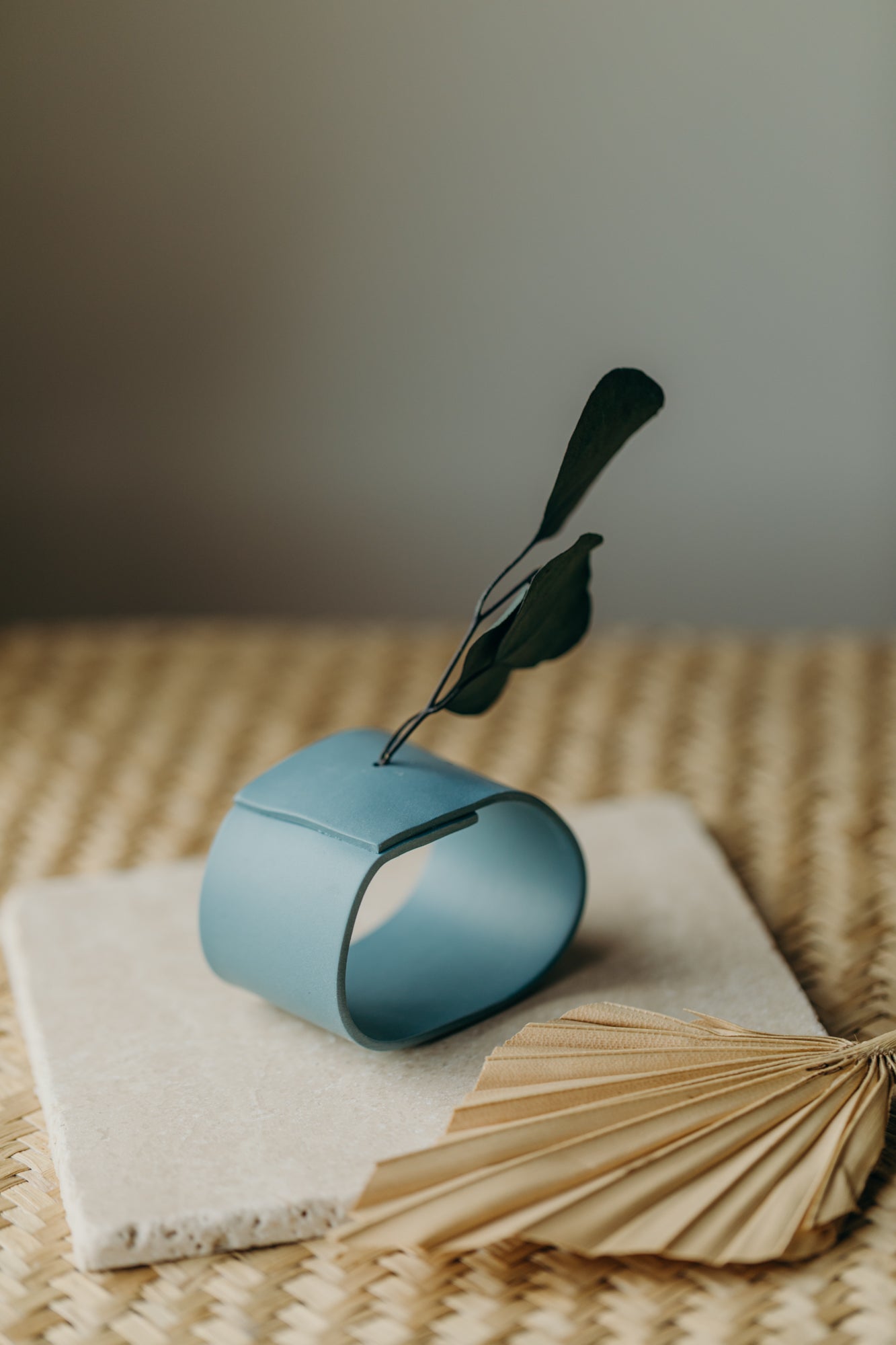 Polymer Ton Vase, blau 002