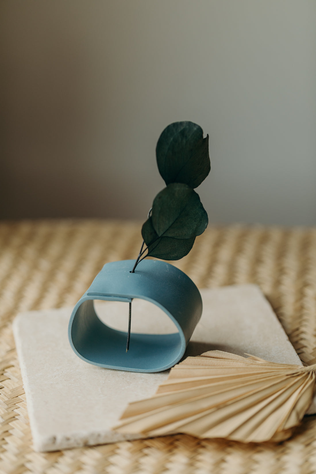 Polymer clay vase, blue 002 