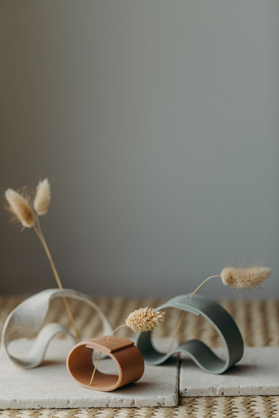 Polymer clay vase, light eucalyptus 