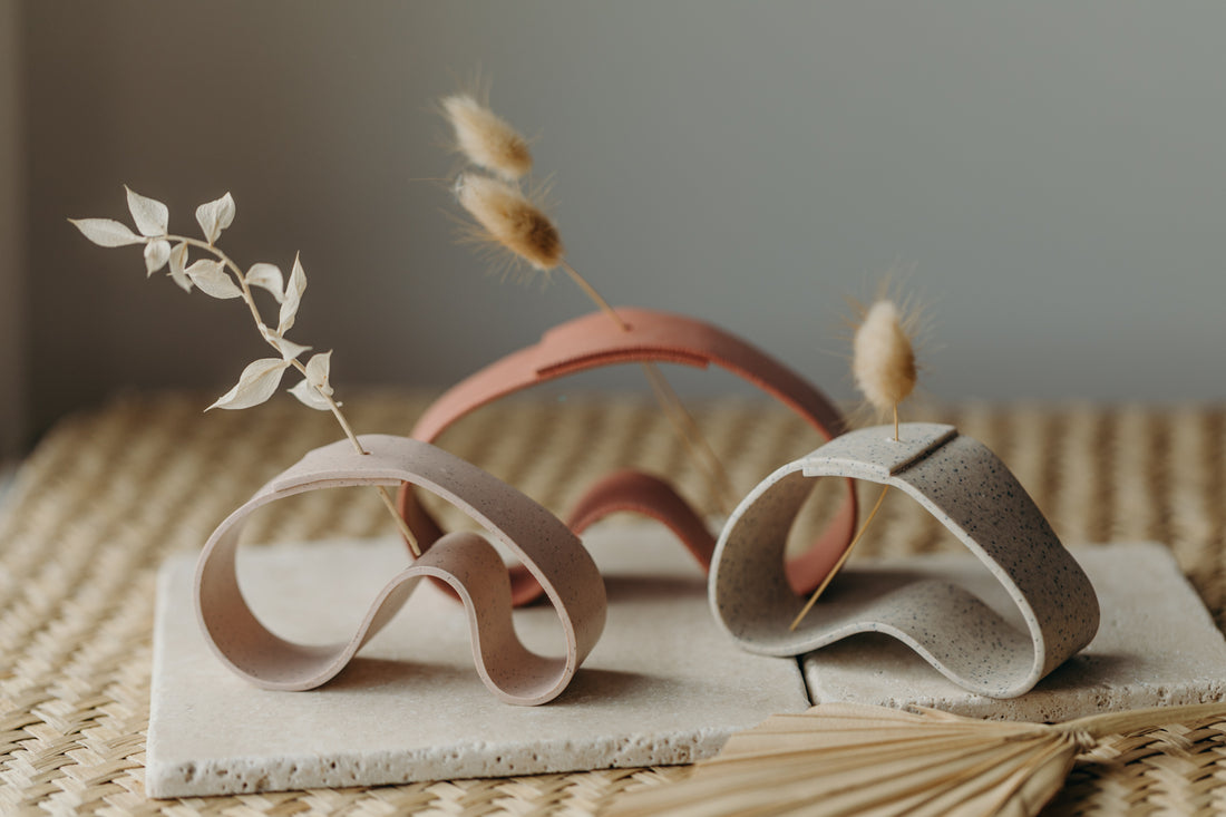 Polymer Ton Vase, rosa gesprenkelt - 001