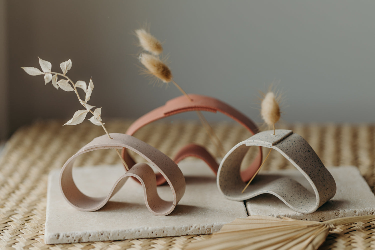 Polymer Ton Vase, rosa gesprenkelt - 001