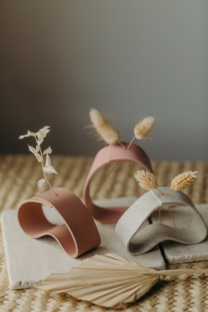 Polymer Ton Vase, rosa gesprenkelt - 001