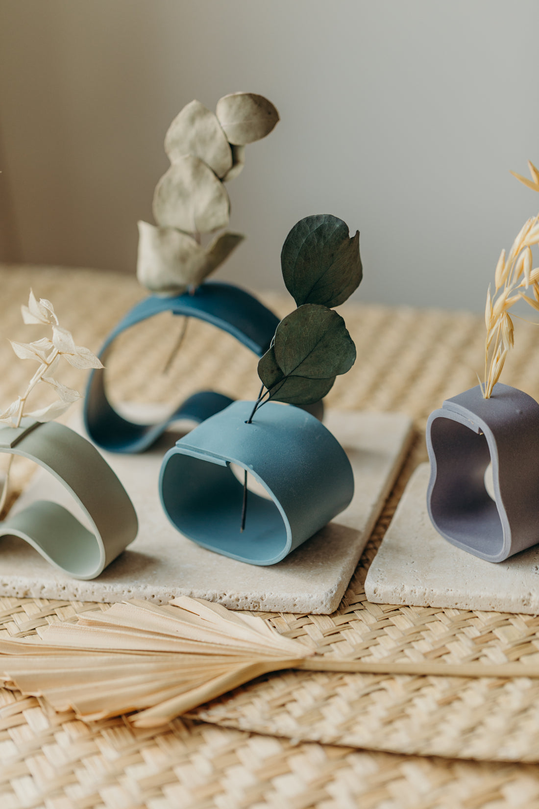 Polymer clay vase, blue 002 