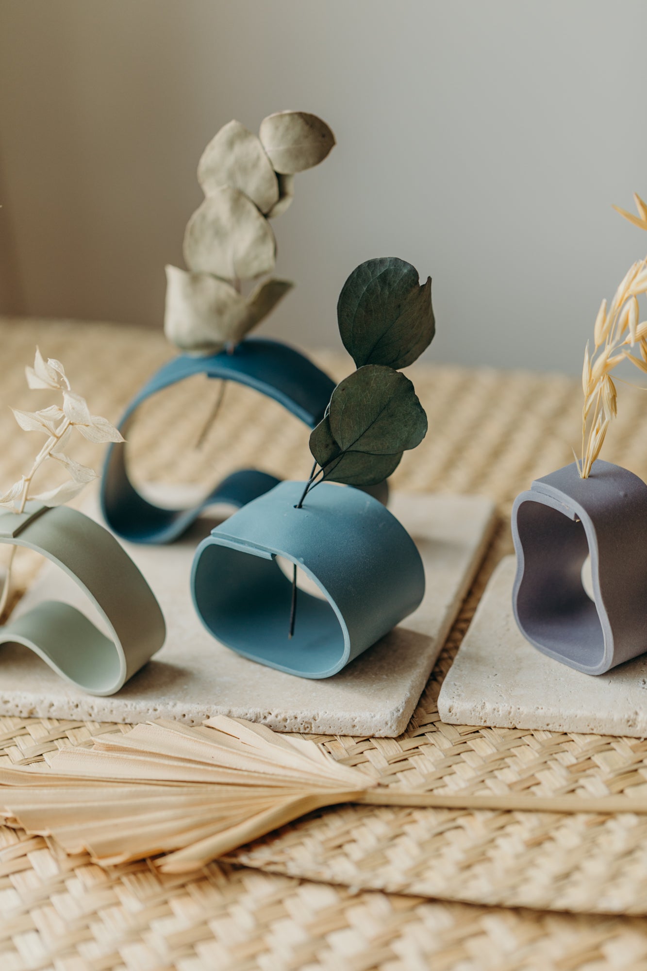 Polymer Ton Vase, blau 002