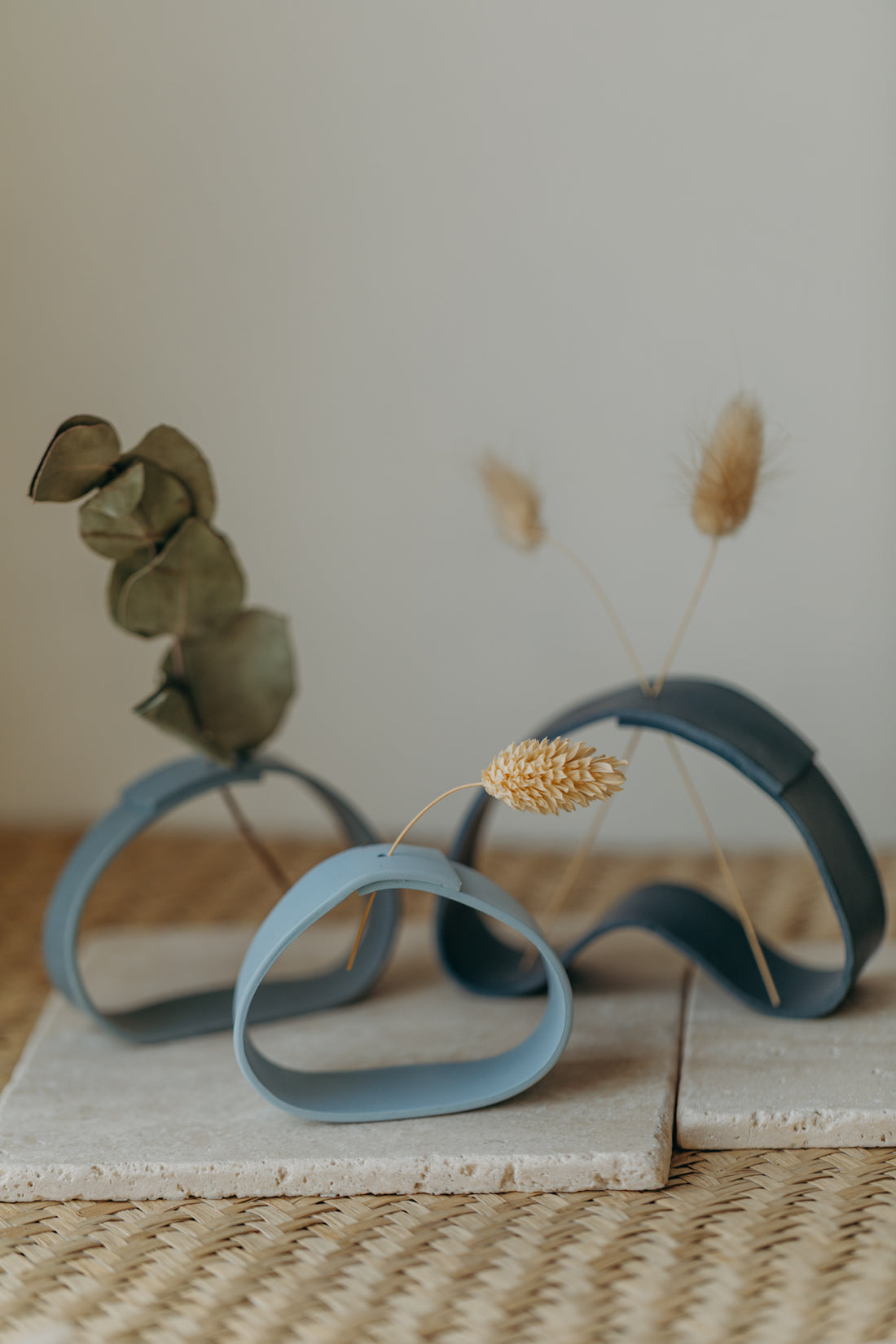 Polymer clay vase, light blue 