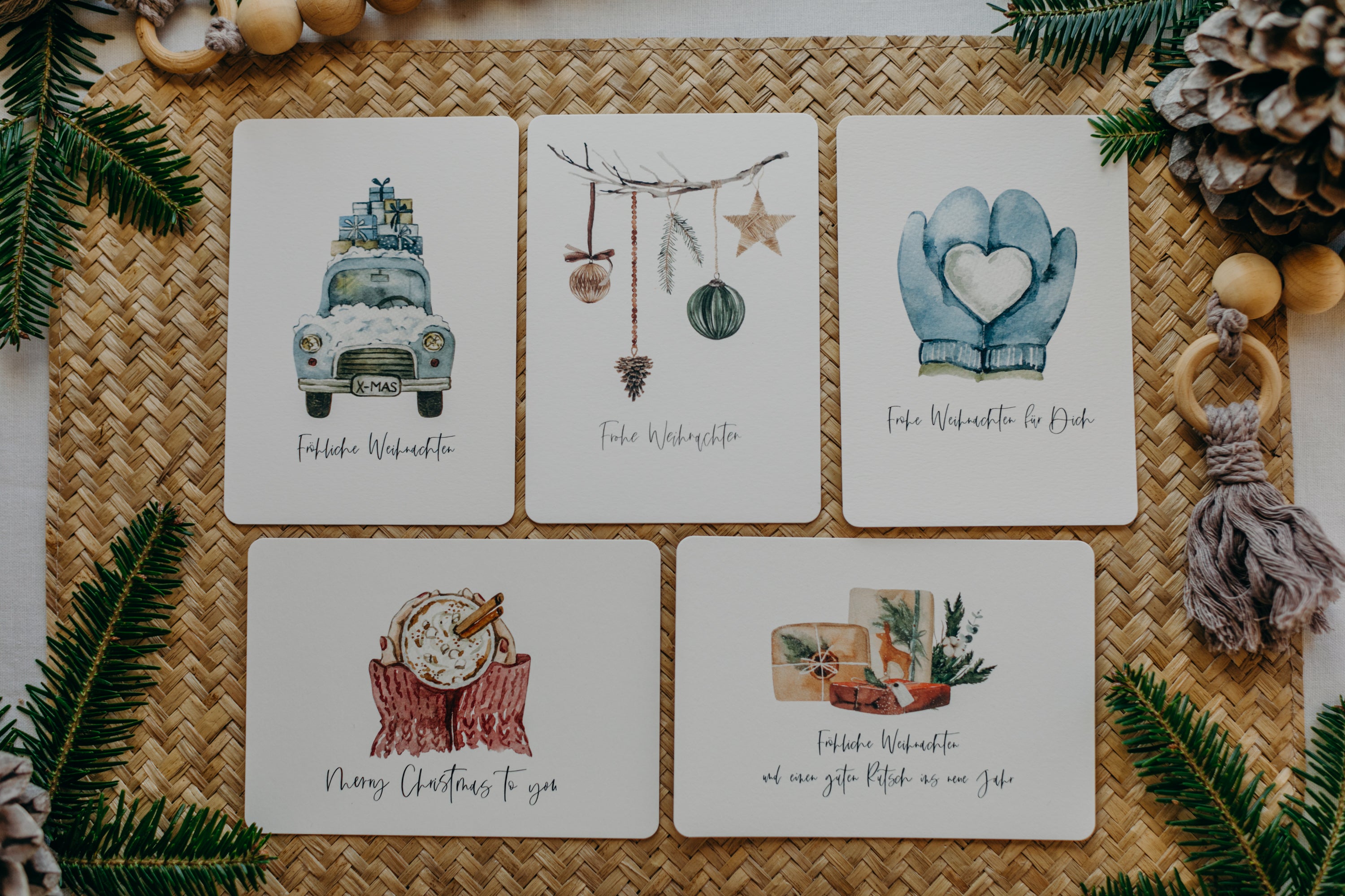 Postkarten Set 1:  Weihnachtspostkarten Set (5 Stück)