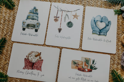 Postkarten Set 1:  Weihnachtspostkarten Set (5 Stück)