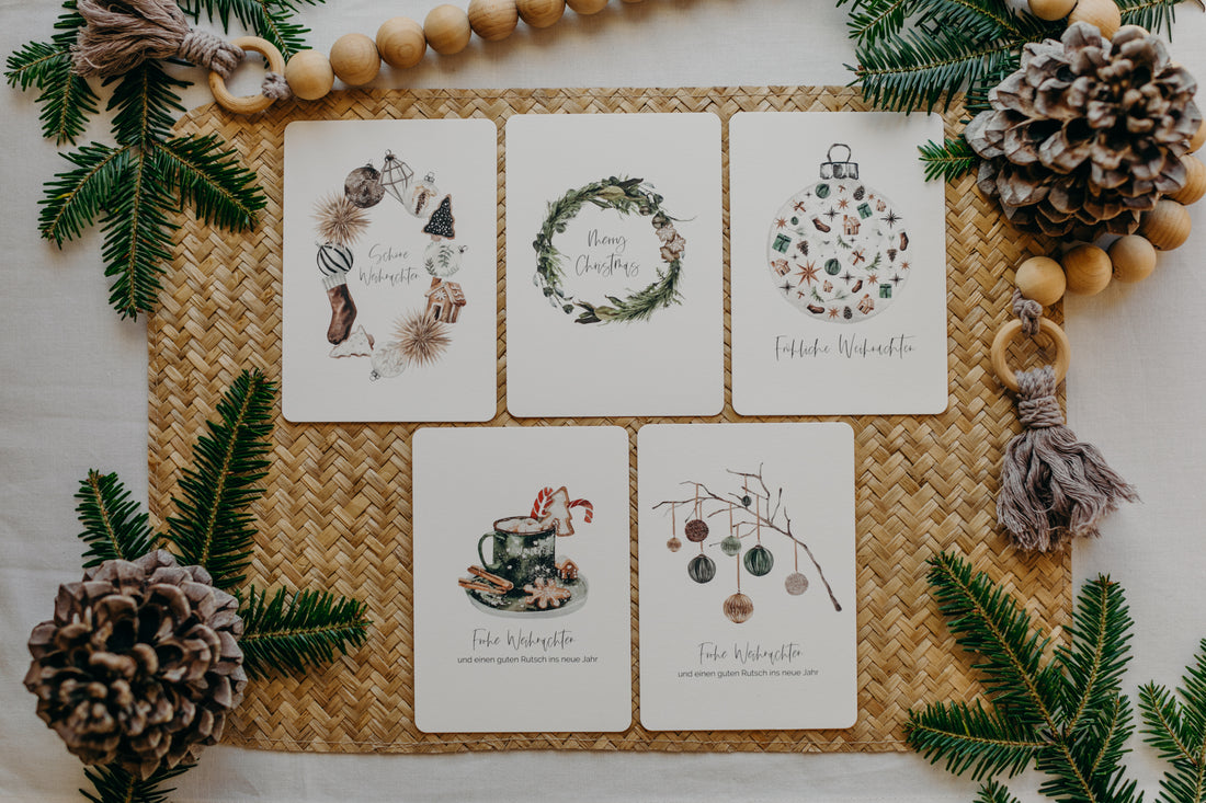 Postkarten Set 2:  Weihnachtspostkarten Set (5 Stück)
