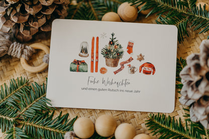Weihnachtspostkarte rote Weihnachtsmotive