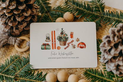 Weihnachtspostkarte rote Weihnachtsmotive