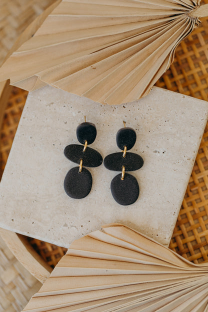 YARA - three-piece black polymer clay earrings