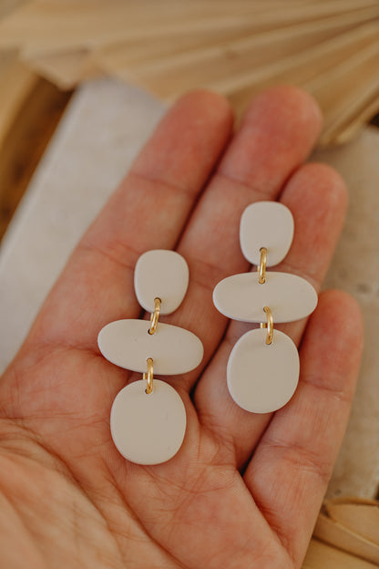 YARA - three-piece vanilla-colored polymer clay earrings