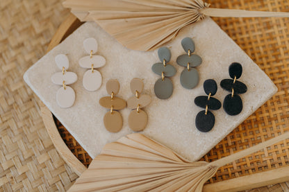 YARA - three-piece sand-colored polymer clay earrings