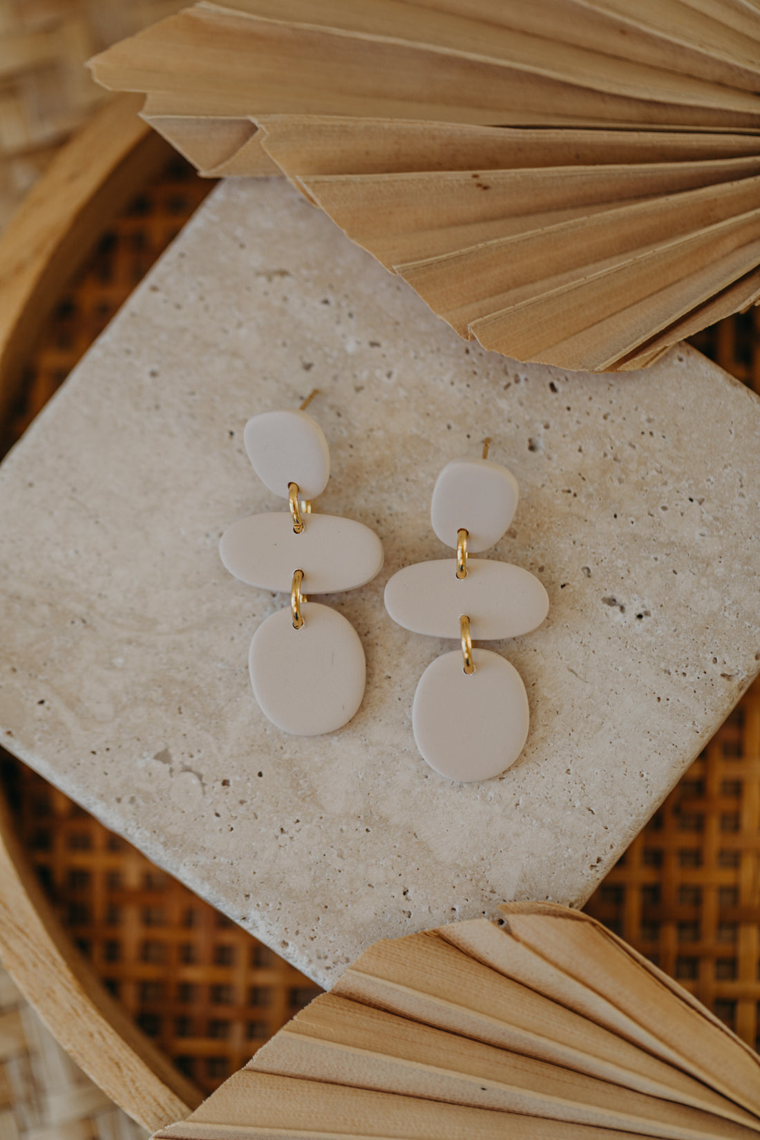 YARA - three-piece vanilla-colored polymer clay earrings