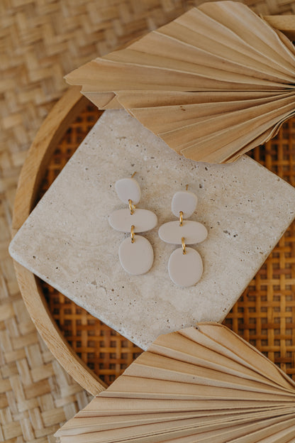 YARA - three-piece vanilla-colored polymer clay earrings