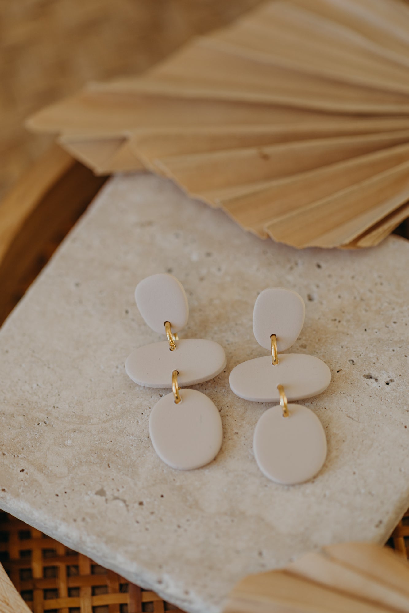 YARA - three-piece vanilla-colored polymer clay earrings