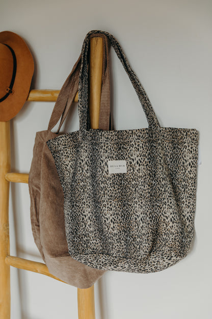 Großer beiger Leo Print Shopper LEO mit Reißverschluss