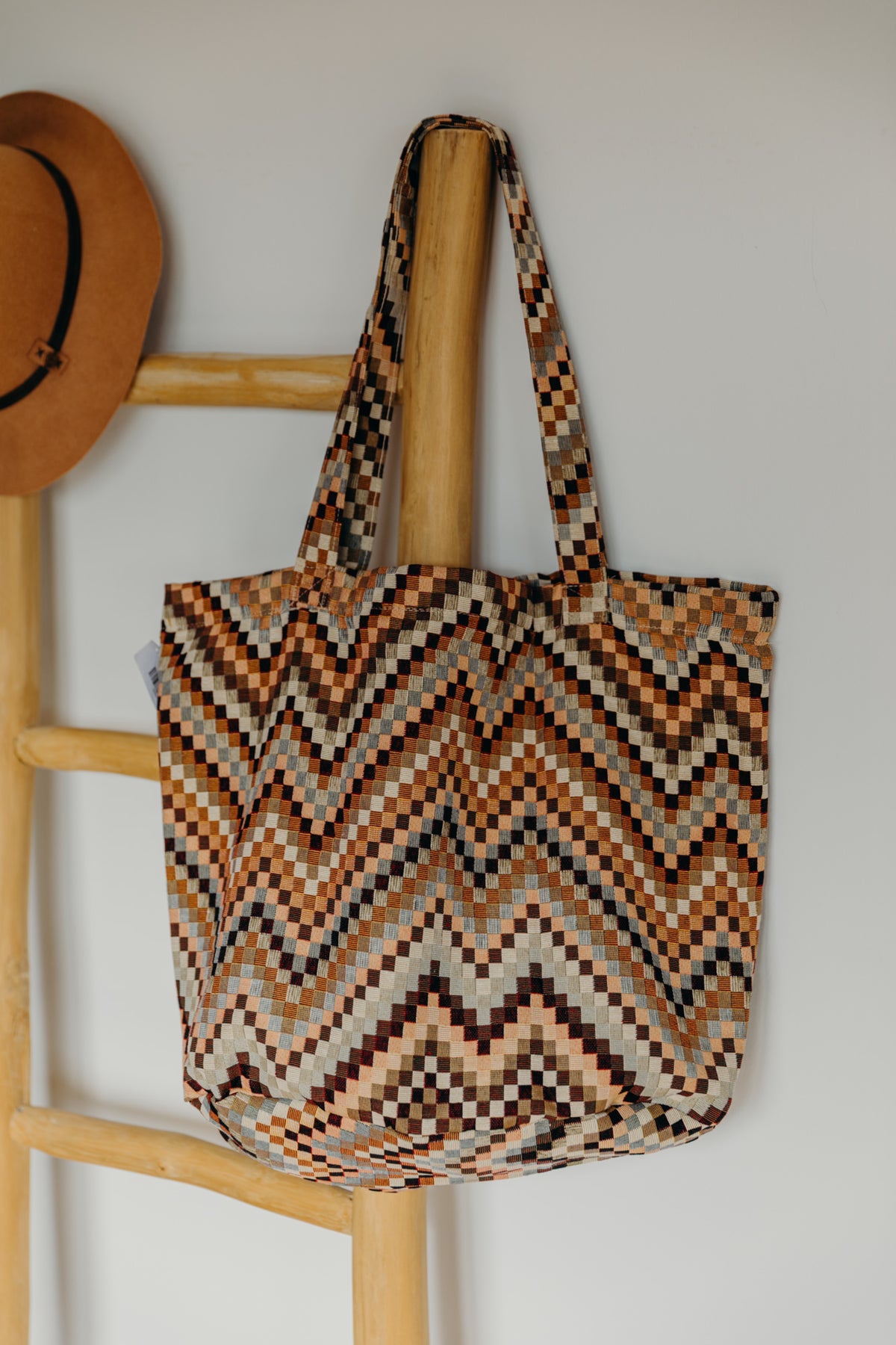 Großer karierter Shopper PIER mit Reißverschluss